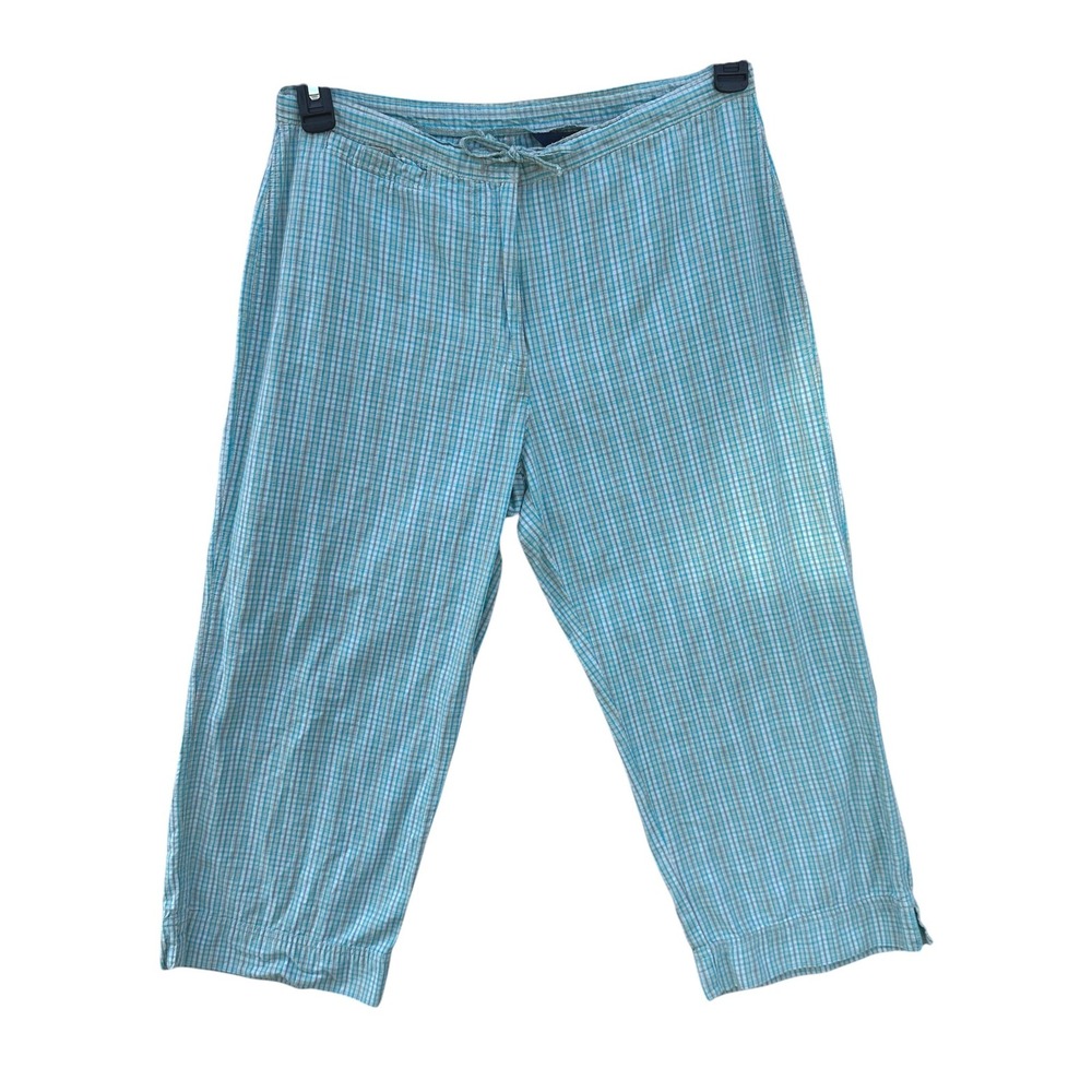 Woolrich Women's Size 10 Capri Pants Blue Plaid Cotton Outdoor Hiking Y2K